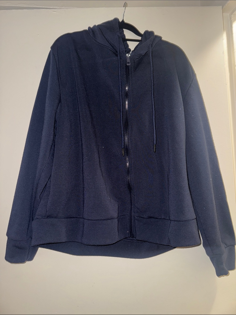 Navy Blue Glitter Zip-Up Hoodie – Cozy Sparkle Jacket (2X)